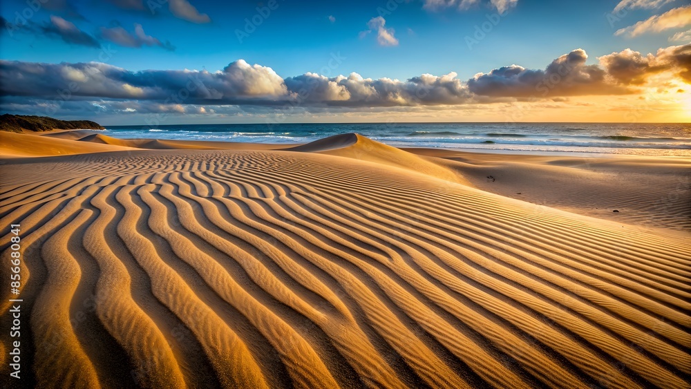 Wall mural sunrise over sand dunes and ocean - Wall murals