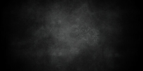 Abstract black stone wall texture grunge rock surface. Old wall stone for dark black distressed grunge background wallpaper. rough concrete wall. dark gray background backdrop. wide panoramic banner.