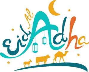 Eid Al-Adha Typography with Decoration