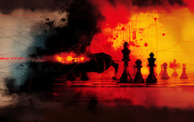 Chess pieces abstract background Comic style 2d vector art 