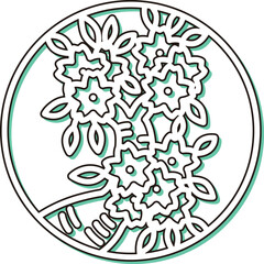 カラーシャドウの円形ミニ花札　弥生　桜　3月　桜のカス