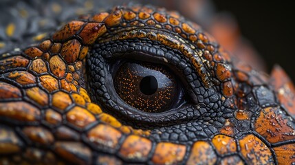 Naklejka premium Close-up of a Colorful Lizard's Eye and Face