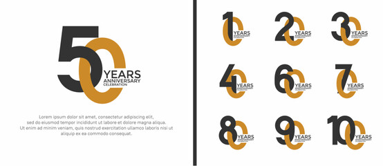 anniversary logo style set with black and brown color can be use for celebration moment