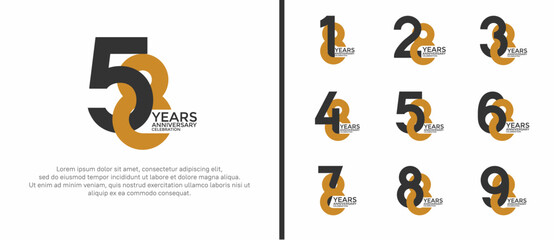 anniversary logo style set with black and brown color can be use for celebration moment