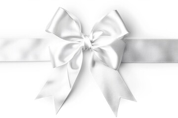 White Ribbon with Bow for Gift Decoration and Holiday Celebrations