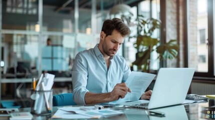 Fototapeta premium The businessman analyzing documents