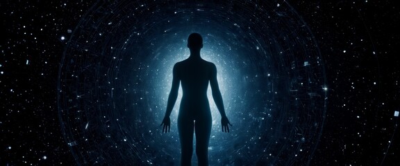 Fototapeta premium Celestial tapestry depicting the birth of artificial