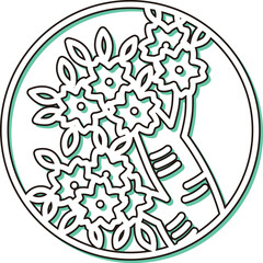 カラーシャドウの円形ミニ花札　弥生　桜　3月　桜のカス