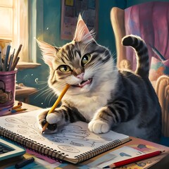 cat studying