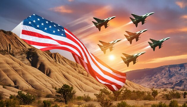 Military jets flyover on USA Independence Day