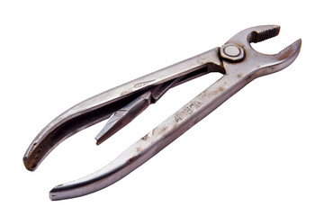 Obraz premium Close-up of a vintage tin shear tool isolated on white background. Ideal for industrial, workshop, and metalworking projects.