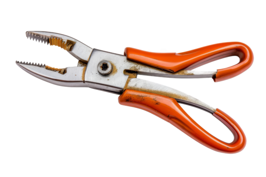 An adjustable plier with orange handles isolated on a white background. Essential hand tool for various tasks and repair works.