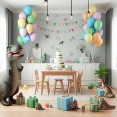 Dinosaur-Themed Kids' Birthday Room Design: A Prehistoric Adventure