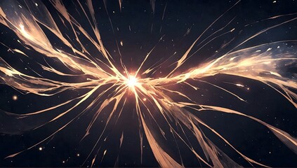 羽のように光から伸びるエフェクト背景イラスト