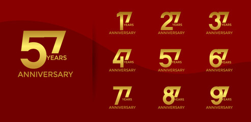 anniversary logo style set with golden color can be use for celebration moment