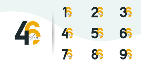 anniversary logo style set with black and yellow color can be use for celebration moment