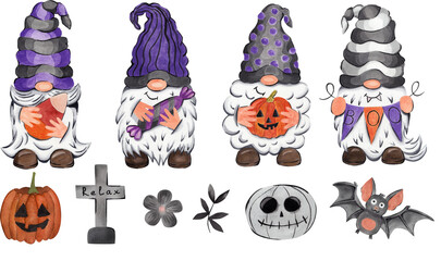 Gnomes for Halloween. Watercolor illustration