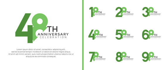 anniversary logo style set with green color can be use for celebration moment