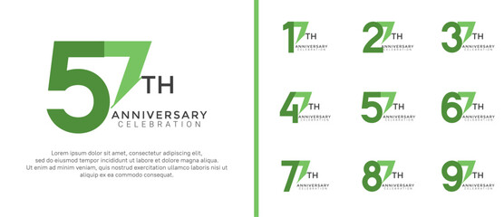 anniversary logo style set with green color can be use for celebration moment