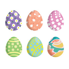 Colorful pastel decorative hand draw easter eggs collection