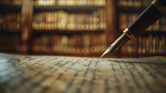 A fountain pen on manuscript