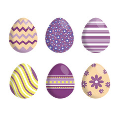 Colorful purple decorative easter eggs collection