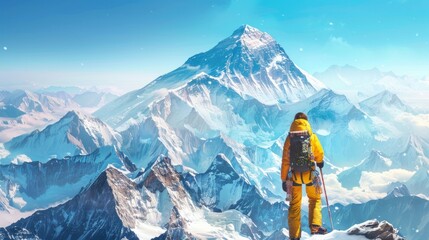 Solo Summit: A Climber Stands Atop The Majestic Himalayas