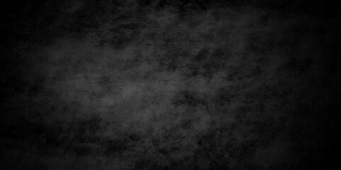 Old wall stone for dark black distressed grunge background wallpaper. rough concrete wall. Abstract black stone wall texture grunge rock surface. dark gray background backdrop. wide panoramic banner.
