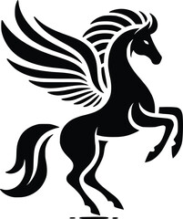 Illustration of fantasy animal pegasus silhouette.
