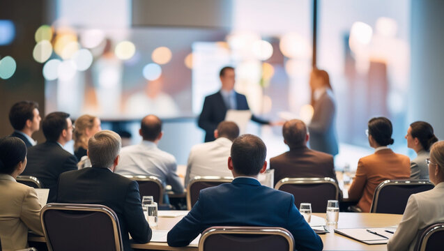 Business Conference and Presentation. Audience at the conference hall. Business and Entrepreneurship.