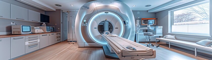 Hightech modern CT scan room in the modern hospital
