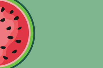 Watermelon slice. Flat illustration of watermelon slice vector. banner place for text