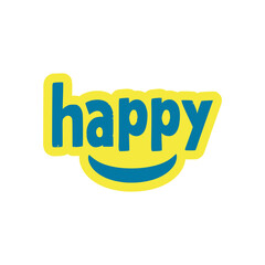 happy smile text fashion tshirt sticker vector illustration template design