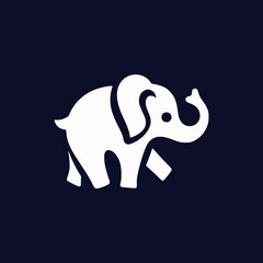 elephant wild animal elegant negative space style logo vector illustration template design