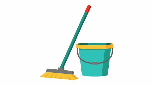 recommend clip art: Floor mop with bucket Vector illustration on white background 