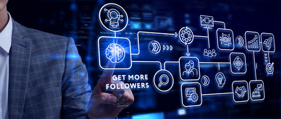 Get more followers concept. Business, Technology, Internet and network concept.