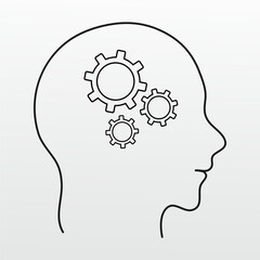 Vector illustration in a one stroke style of the robot head.