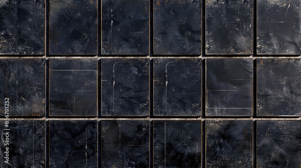 Poster a close up shot of a black tiled wall with no additional details, suitable for use as a background o