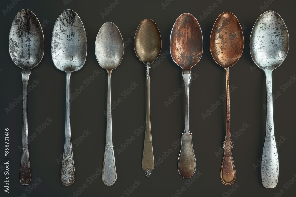 Poster group of utensils displayed horizontally