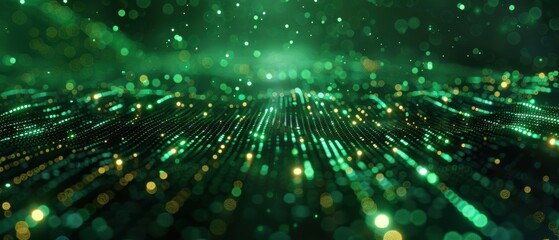 Abstract Green and Gold Bokeh Background.