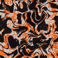 Seamless abstract textured pattern. Orange, black, grey texture. Digital brush strokes background. Lines. Design for textile fabrics, wrapping paper, background, wallpaper, cover. Illustration.