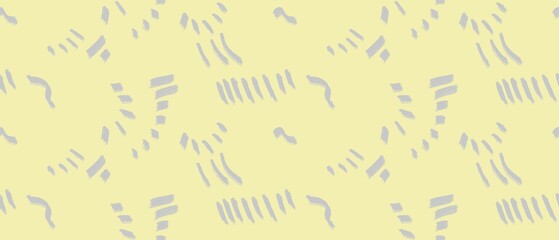 Seamless abstract textured pattern. Yellow, grey. Circles, stains, lines, dots. Digital brush strokes. Design for textile fabrics, wrapping paper, background, wallpaper, cover. Illustration.