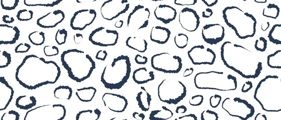 Seamless abstract textured pattern. Simple background dark blue, white. Ovals, rings, lines. Digital brush strokes. Design for textile fabrics, wrapping paper, background, wallpaper, cover.