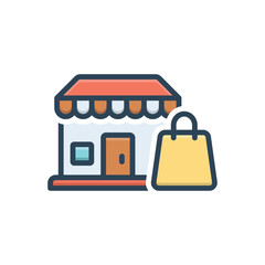 Color illustration icon for market