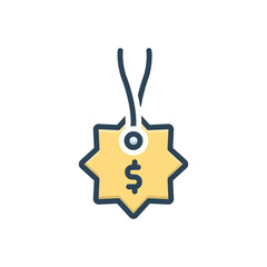 Color illustration icon for price tag