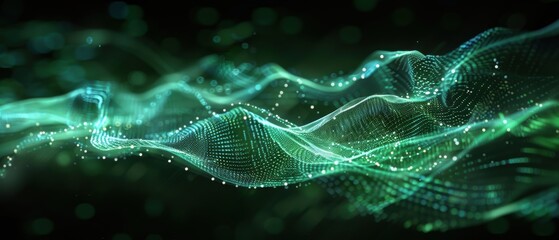 Fototapeta premium Abstract Green Light Wave.