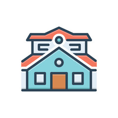 Color illustration icon for house