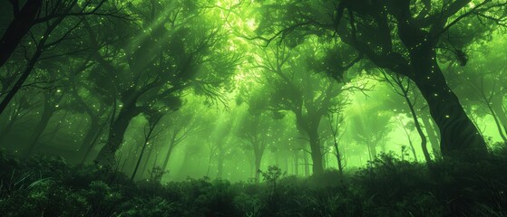 Fototapeta premium Enchanting Forest with Glowing Lights.