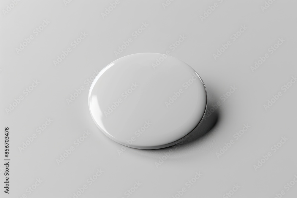 Poster a close-up view of a single button on a clean white surface, ideal for use in product or design illu