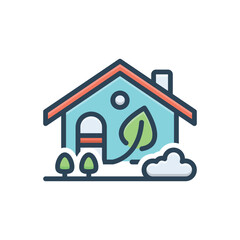 Color illustration icon for eco house